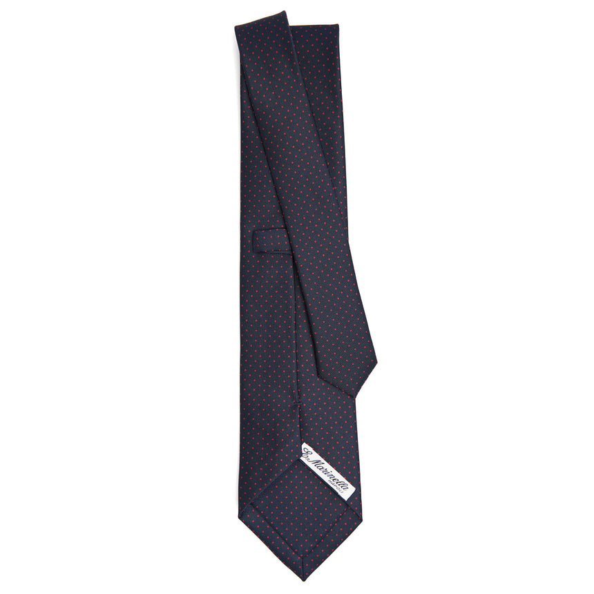 dark_blue_sartorial_classic_silk_tie_polka_dot_pattern_full_back_view