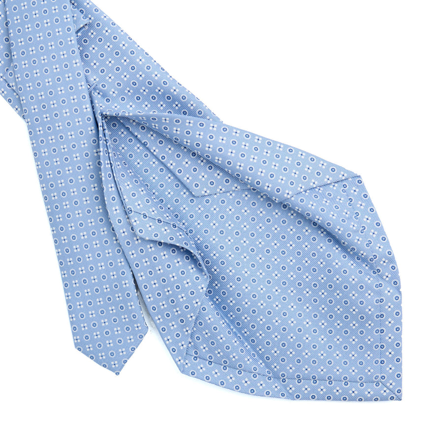 CRAVATTA SARTORIALE 5 PIEGHE IN SETA AZZURRA