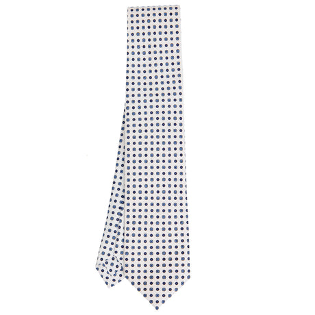 WHITE 5 FOLD SARTORIAL PRINTED SILK TIE