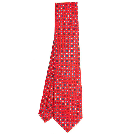 RED 5 FOLD SARTORIAL PRINTED SILK TIE