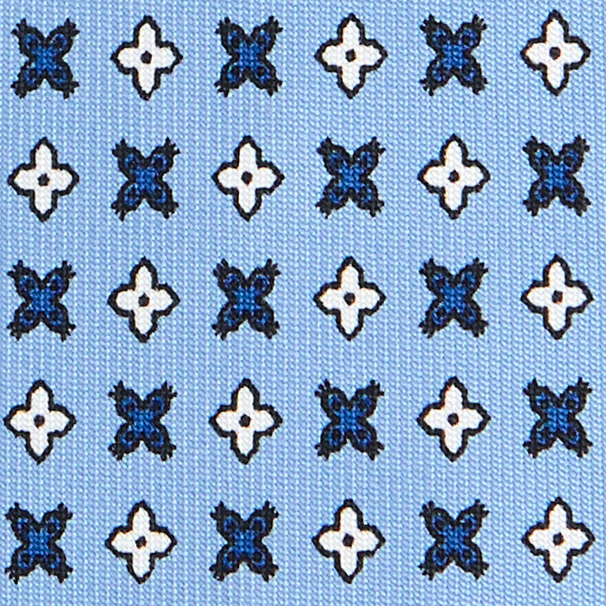 LIGHT BLUE 5 FOLD SARTORIAL PRINTED SILK TIE
