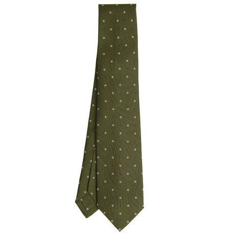 OLIVE GREEN 5 FOLD SARTORIAL PRINTED SILK TIE