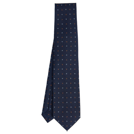 DARK BLUE 5 FOLD SARTORIAL PRINTED SILK TIE