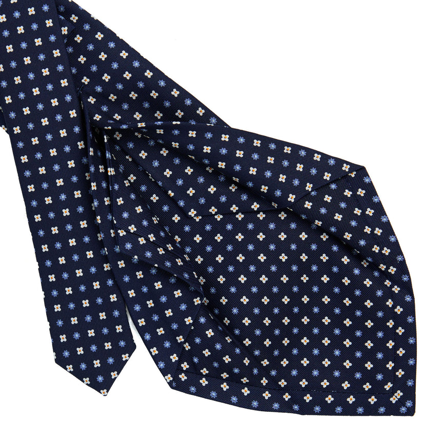 DARK BLUE 5 FOLD SARTORIAL PRINTED SILK TIE