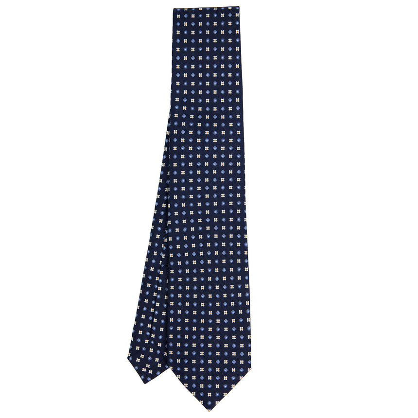 DARK BLUE 5 FOLD SARTORIAL PRINTED SILK TIE