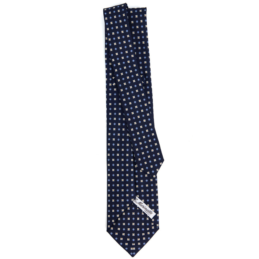 DARK BLUE 5 FOLD SARTORIAL PRINTED SILK TIE