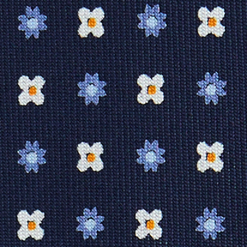 DARK BLUE 5 FOLD SARTORIAL PRINTED SILK TIE