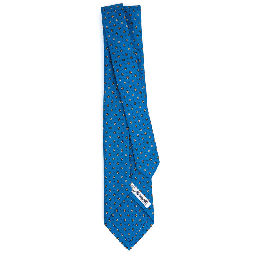 MID BLUE 5 FOLD SARTORIAL PRINTED SILK TIE