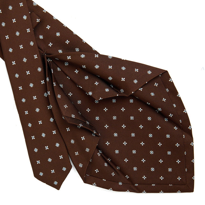 DARK BROWN 5 FOLD SARTORIAL PRINTED SILK TIE