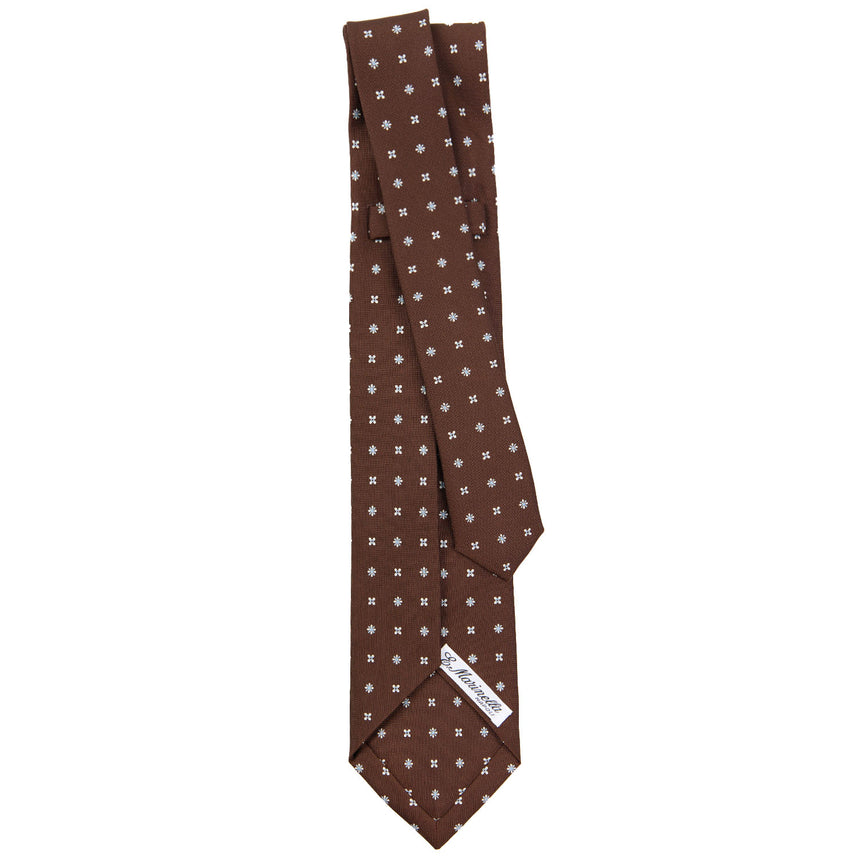 DARK BROWN 5 FOLD SARTORIAL PRINTED SILK TIE