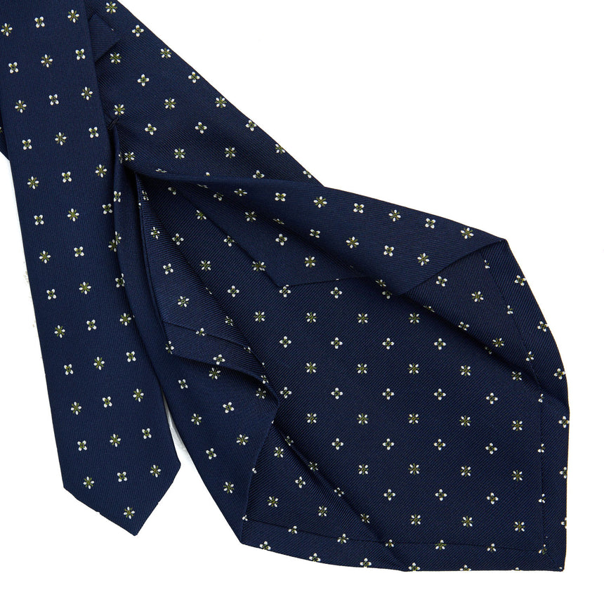 DARK BLUE 5 FOLD SARTORIAL PRINTED SILK TIE