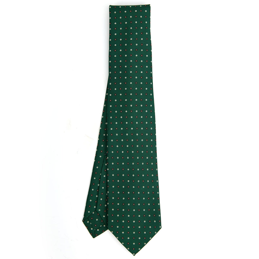 DARK GREEN 5 FOLD SARTORIAL PRINTED SILK TIE