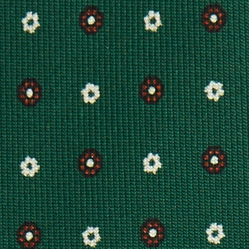 DARK GREEN 5 FOLD SARTORIAL PRINTED SILK TIE
