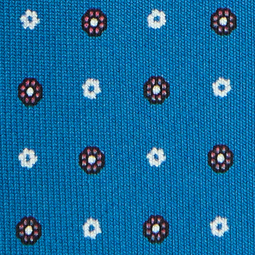 MID BLUE 5 FOLD SARTORIAL PRINTED SILK TIE