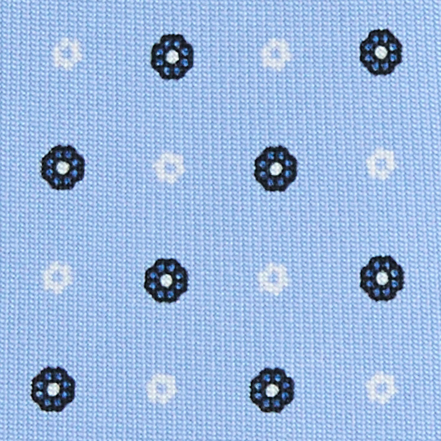 LIGHT BLUE 5 FOLD SARTORIAL PRINTED SILK TIE