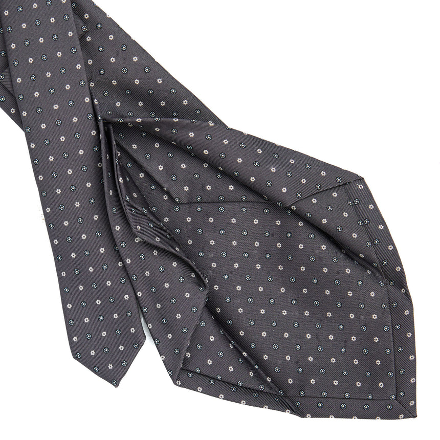 DARK GREY 5 FOLD SARTORIAL PRINTED SILK TIE