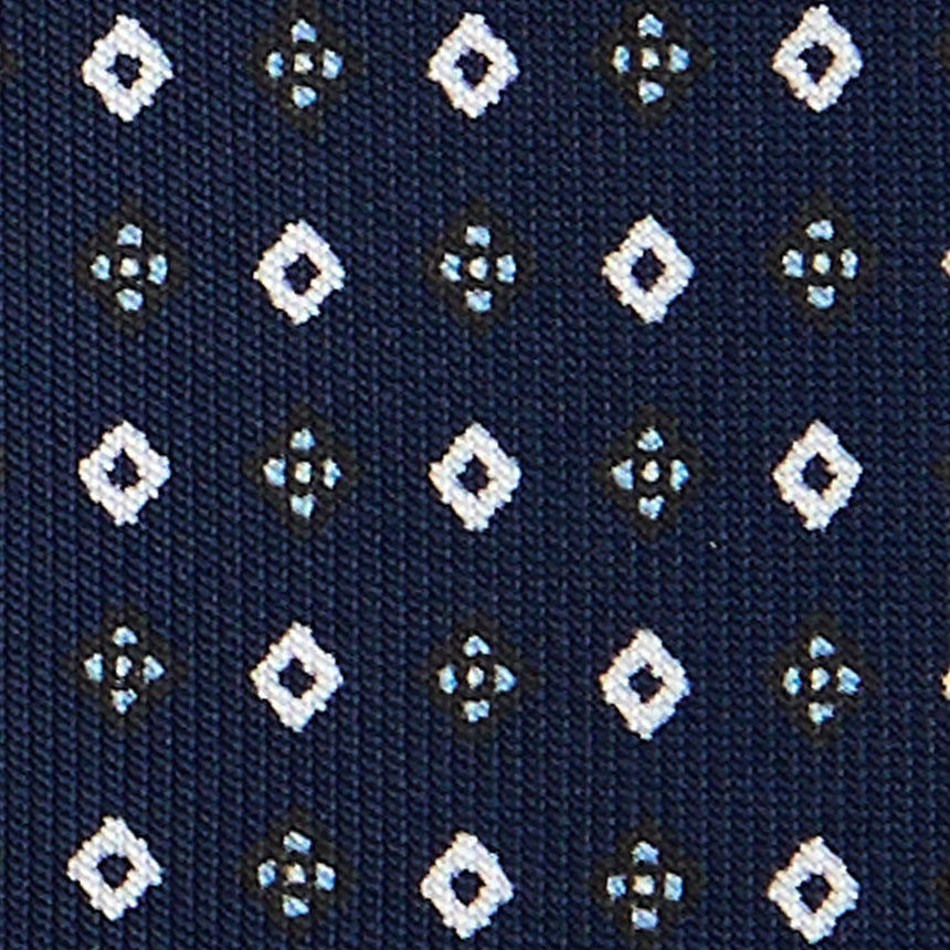 DARK BLUE 5 FOLD SARTORIAL PRINTED SILK TIE