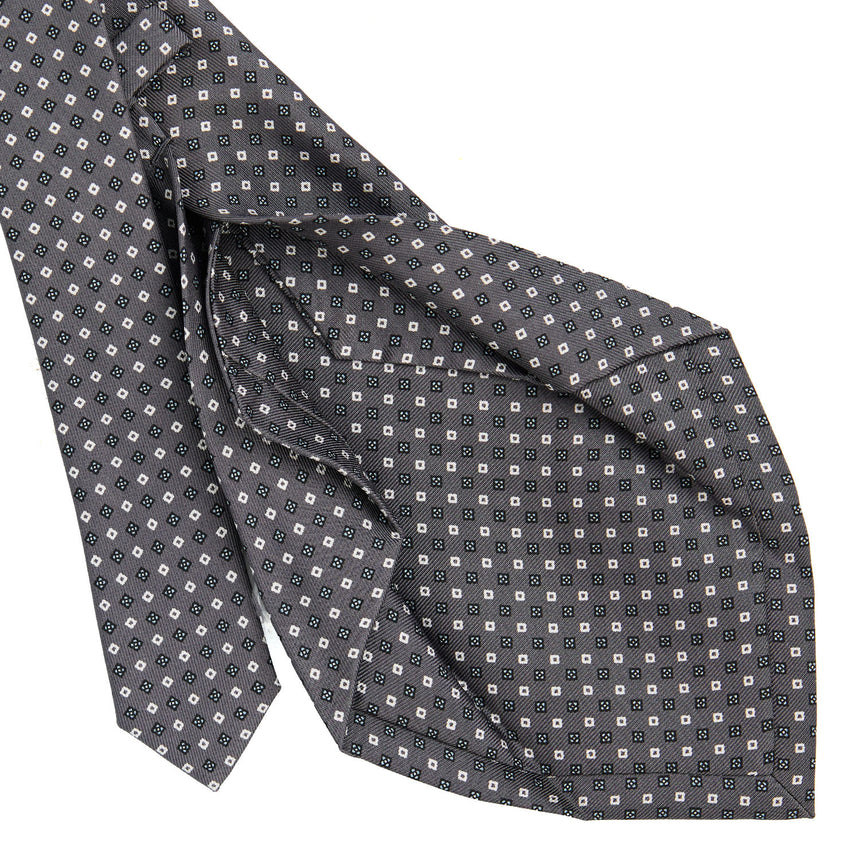 DARK GREY 5 FOLD SARTORIAL PRINTED SILK TIE