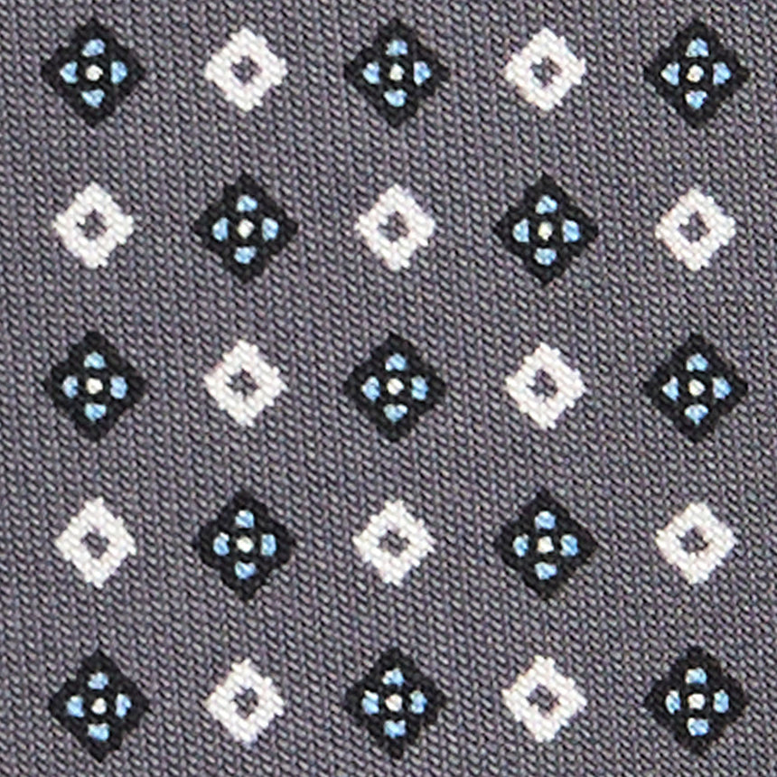 DARK GREY 5 FOLD SARTORIAL PRINTED SILK TIE