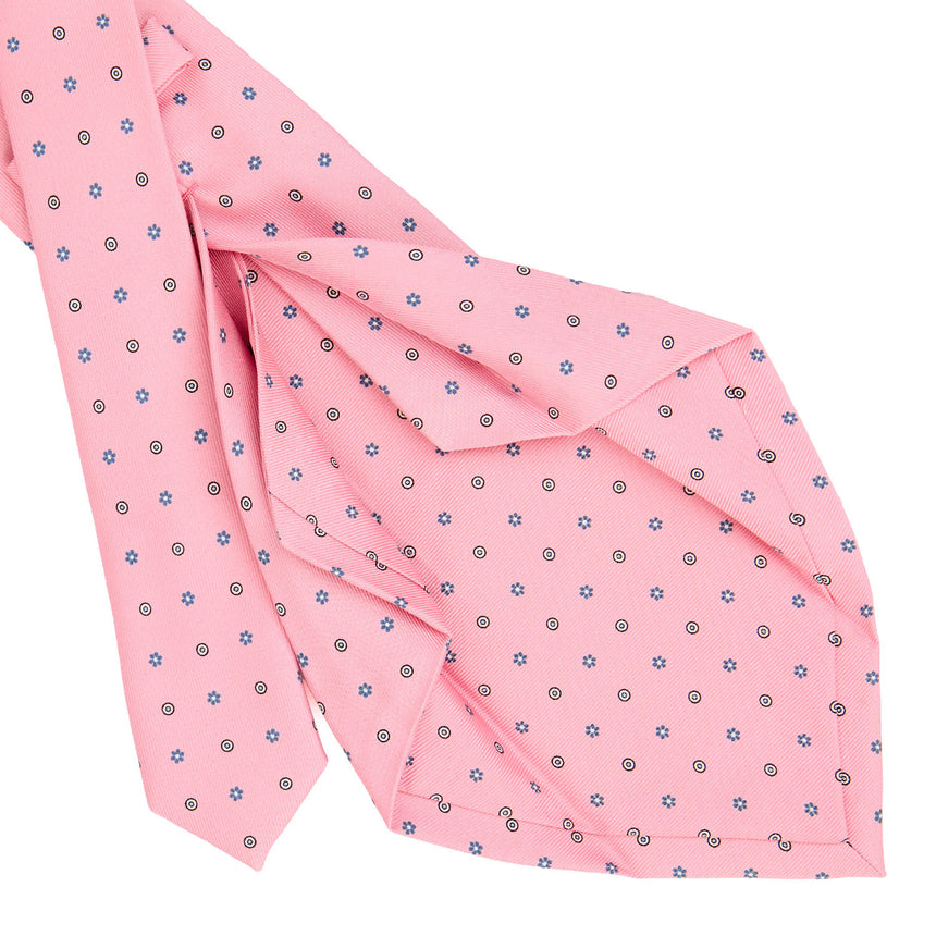 CRAVATTA SARTORIALE 5 PIEGHE IN SETA STAMPATA ROSA