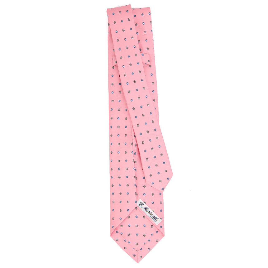 CRAVATTA SARTORIALE 5 PIEGHE IN SETA STAMPATA ROSA