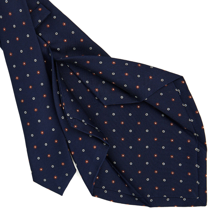 DARK BLUE 5 FOLD SARTORIAL PRINTED SILK TIE