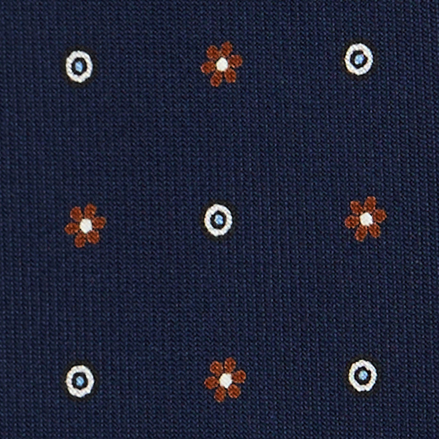 DARK BLUE 5 FOLD SARTORIAL PRINTED SILK TIE
