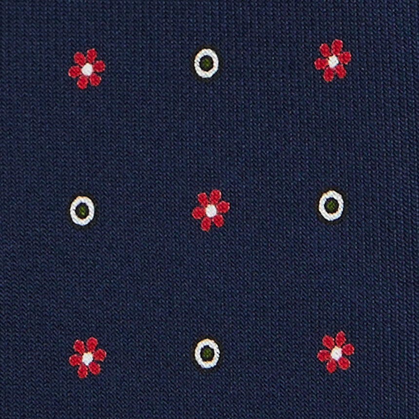 DARK BLUE 5 FOLD SARTORIAL PRINTED SILK TIE