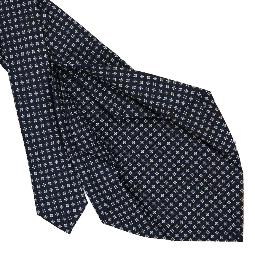 DARK BLUE 5 FOLD SARTORIAL PRINTED SILK TIE