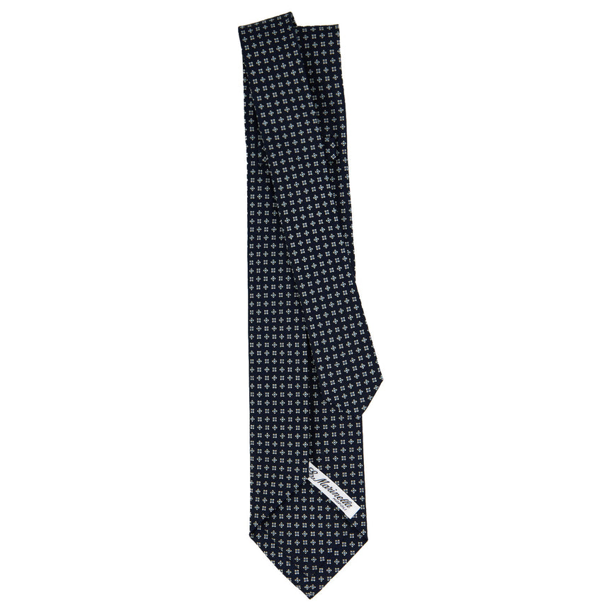 DARK BLUE 5 FOLD SARTORIAL PRINTED SILK TIE