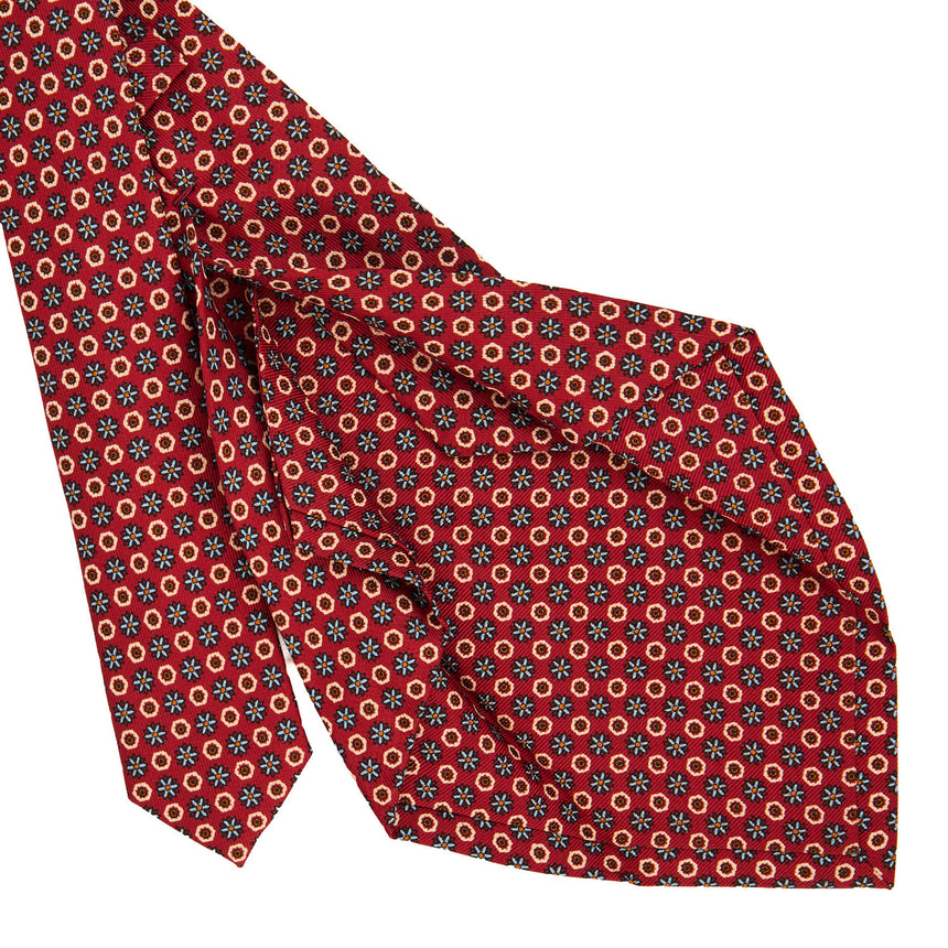 BURGUNDY 5 FOLD SARTORIAL PRINTED SILK TIE