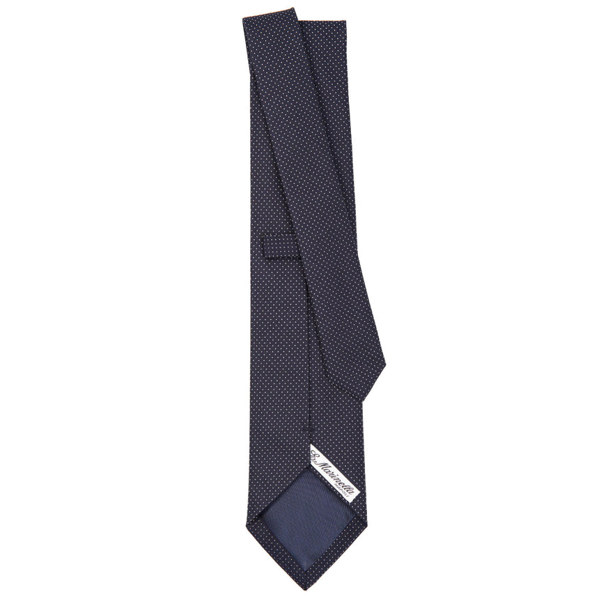 dark_blue_ceremonial_jacquard_silk_tie_small_geometric_pattern_full_back_view