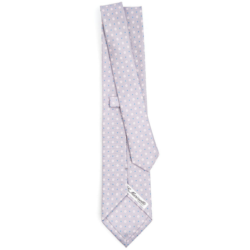 CRAVATTA SARTORIALE IN SETA STAMPATA GRIGIO CHIARO