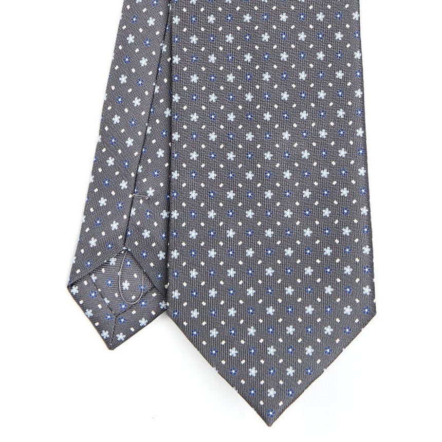 CRAVATTA SARTORIALE IN SETA STAMPATA GRIGIO SCURO