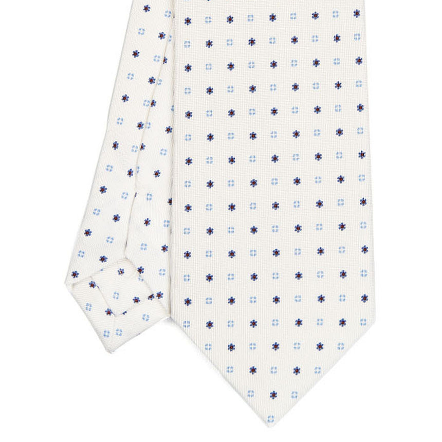 WHITE SARTORIAL PRINTED SILK TIE