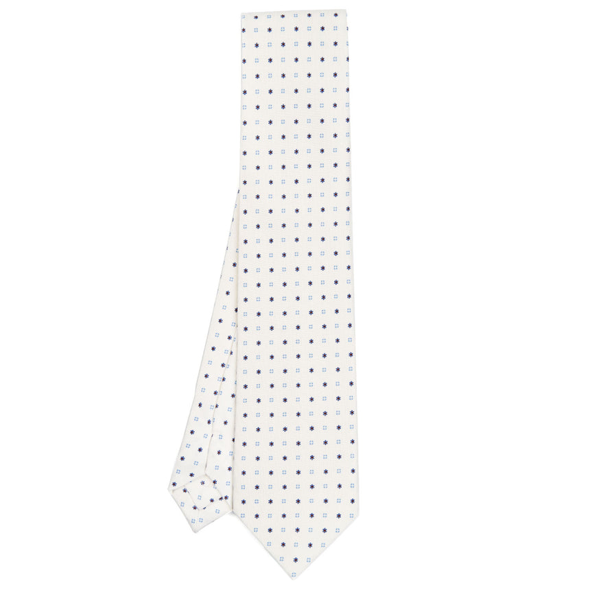 WHITE SARTORIAL PRINTED SILK TIE