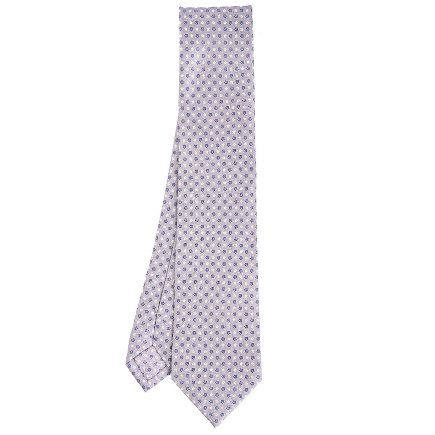 CRAVATTA SARTORIALE IN SETA STAMPATA GRIGIO CHIARO