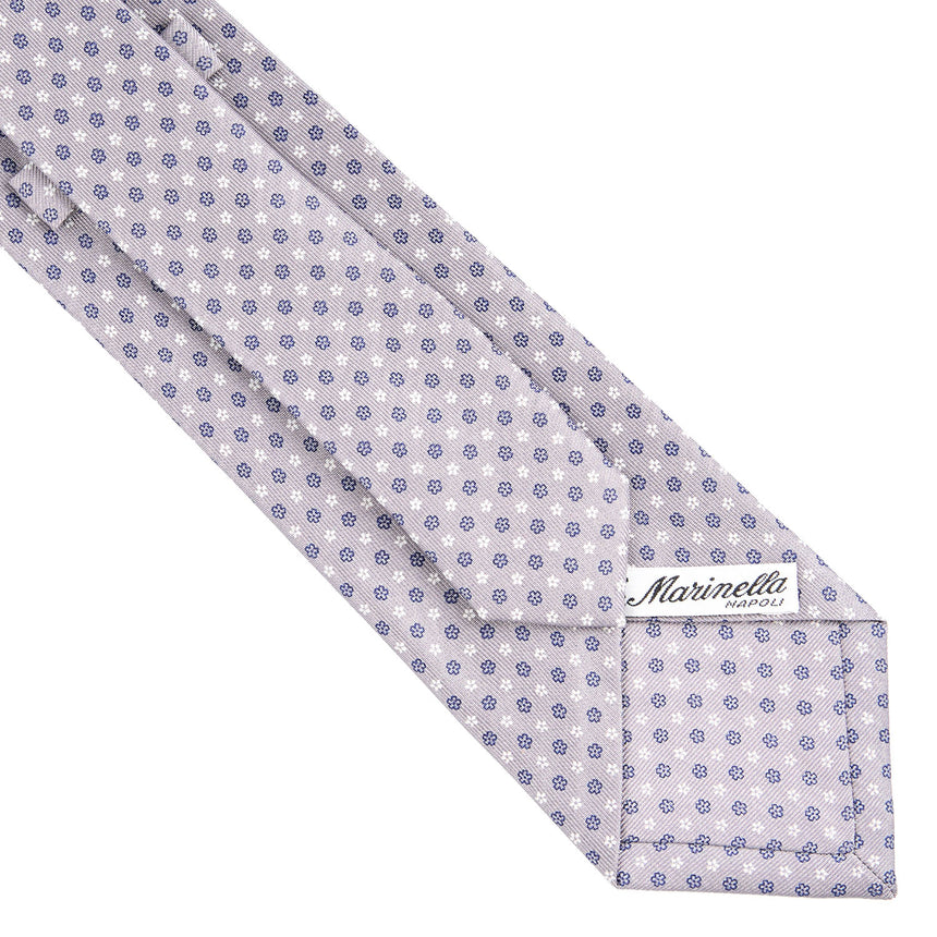 CRAVATTA SARTORIALE IN SETA STAMPATA GRIGIO CHIARO