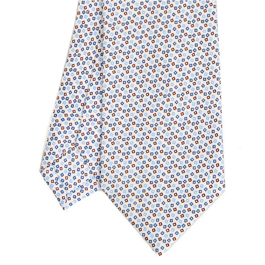 WHITE SARTORIAL PRINTED SILK TIE