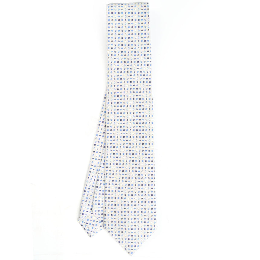 WHITE SARTORIAL PRINTED SILK TIE