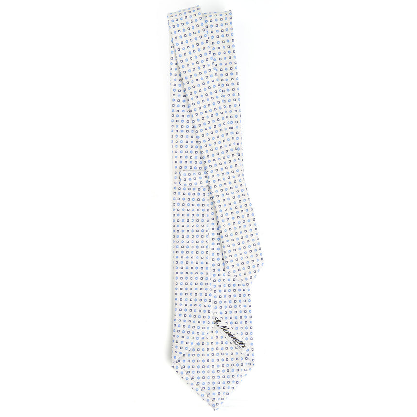 WHITE SARTORIAL PRINTED SILK TIE