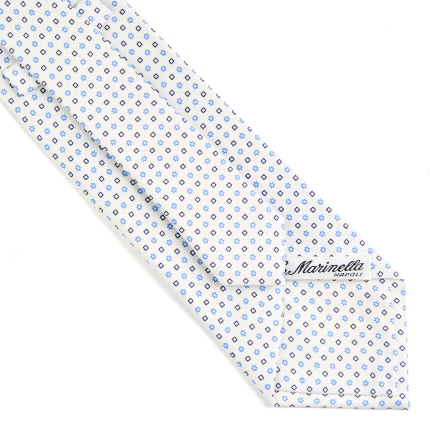 WHITE SARTORIAL PRINTED SILK TIE