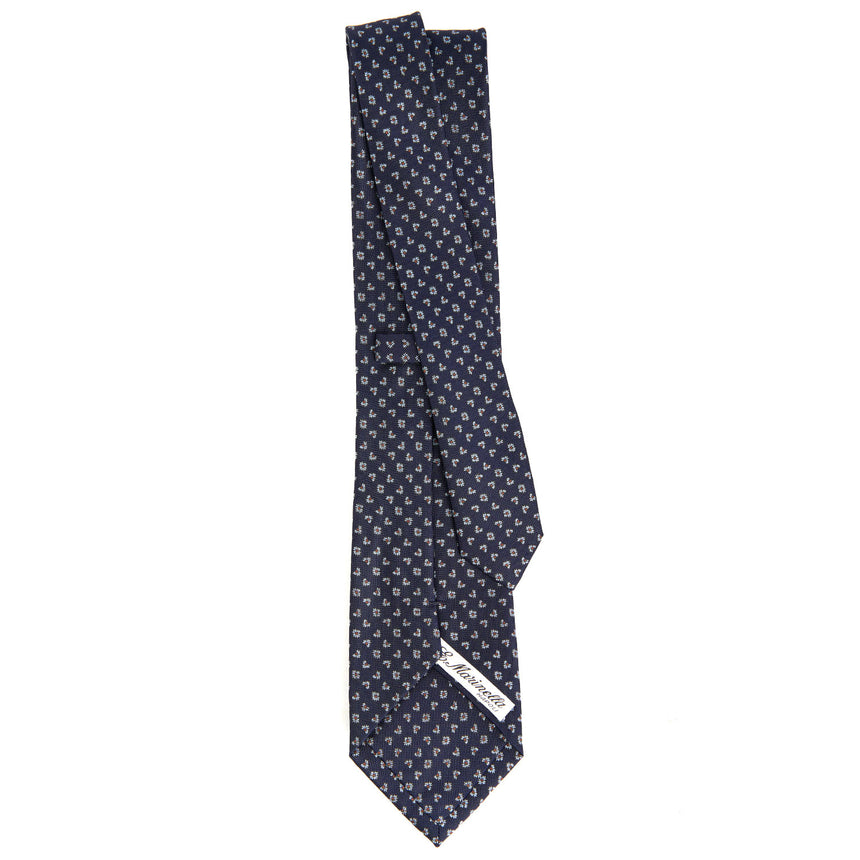 CRAVATTA SARTORIALE IN SETA STAMPATA BLU SCURO