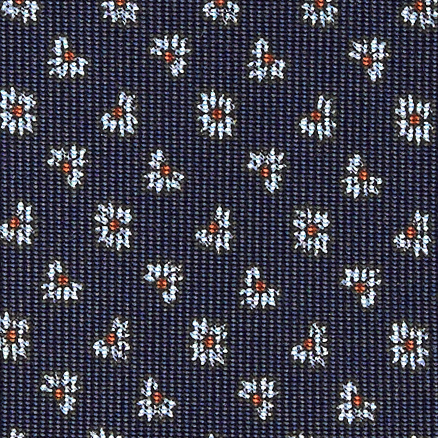 CRAVATTA SARTORIALE IN SETA STAMPATA BLU SCURO