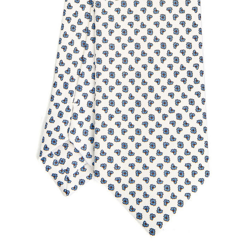 WHITE SARTORIAL PRINTED SILK TIE