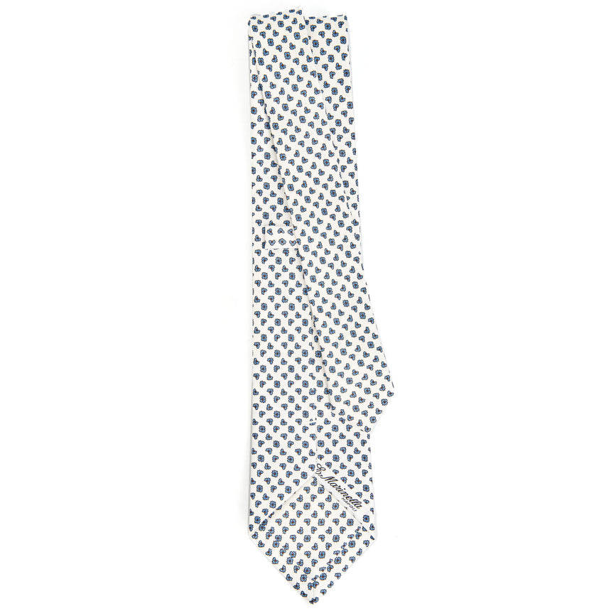 WHITE SARTORIAL PRINTED SILK TIE