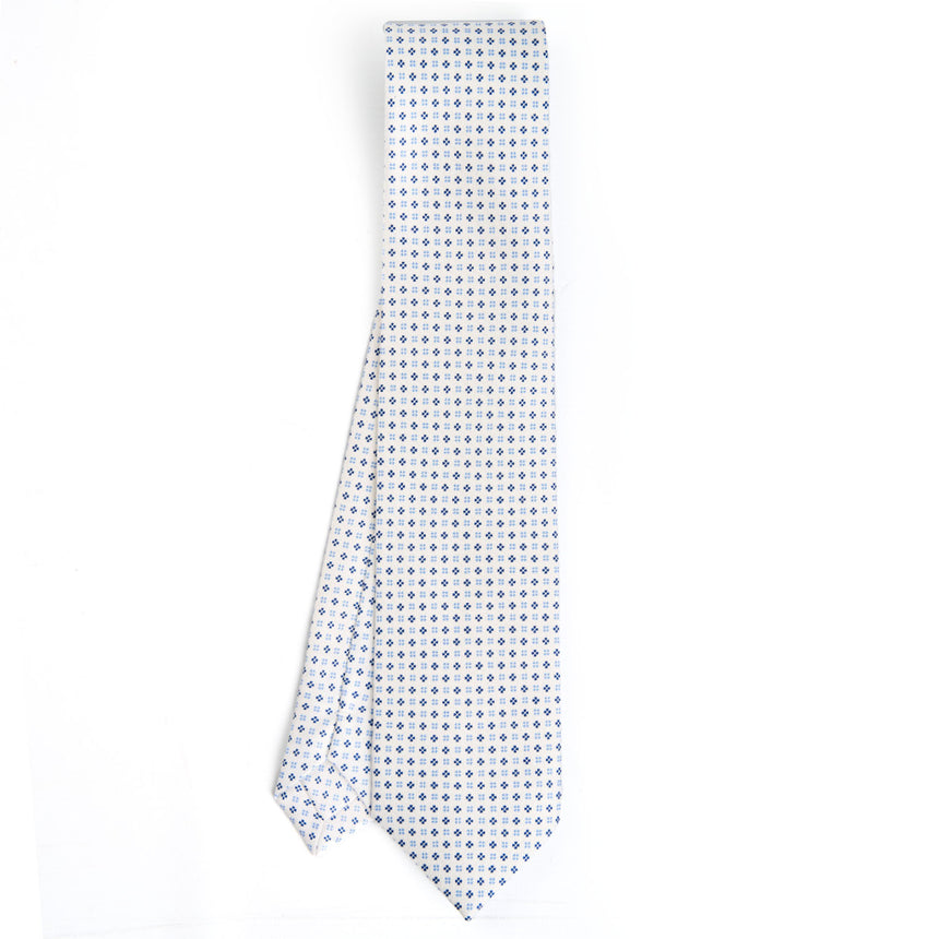 WHITE SARTORIAL PRINTED SILK TIE