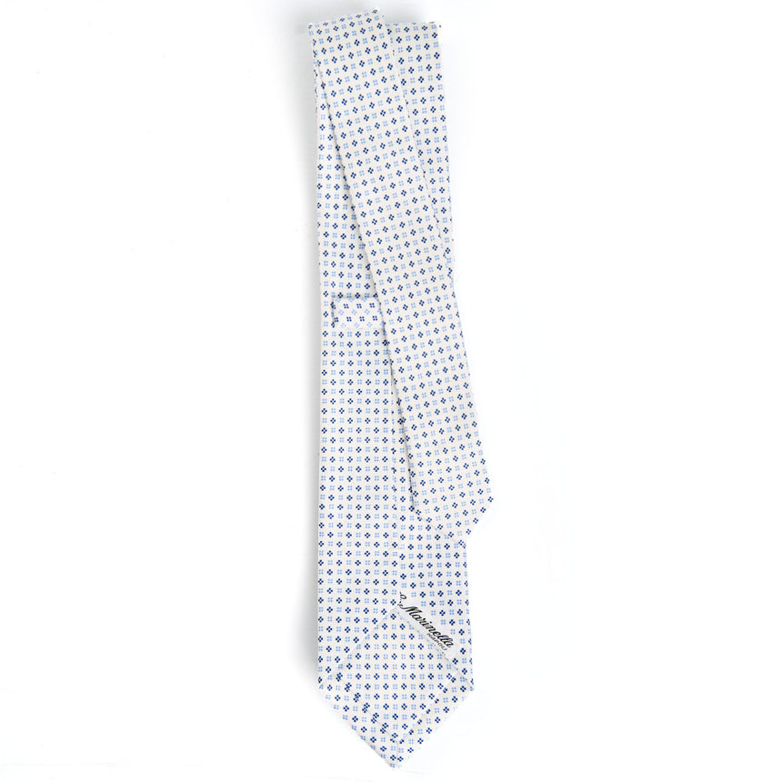 WHITE SARTORIAL PRINTED SILK TIE