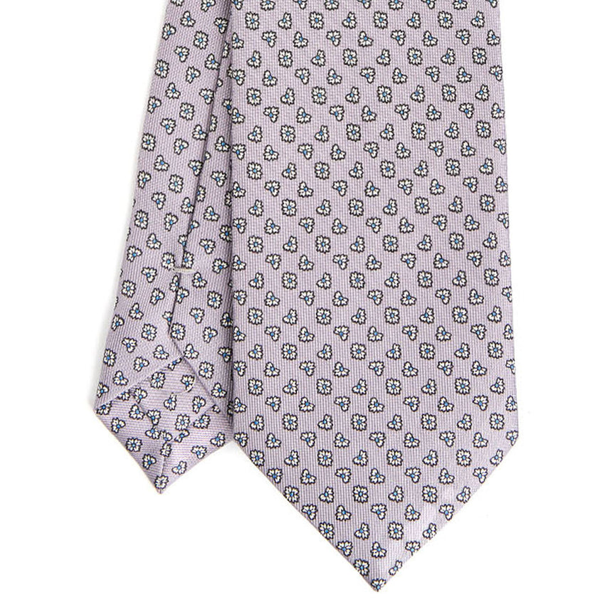 LIGHT GREY SARTORIAL PRINTED SILK TIE