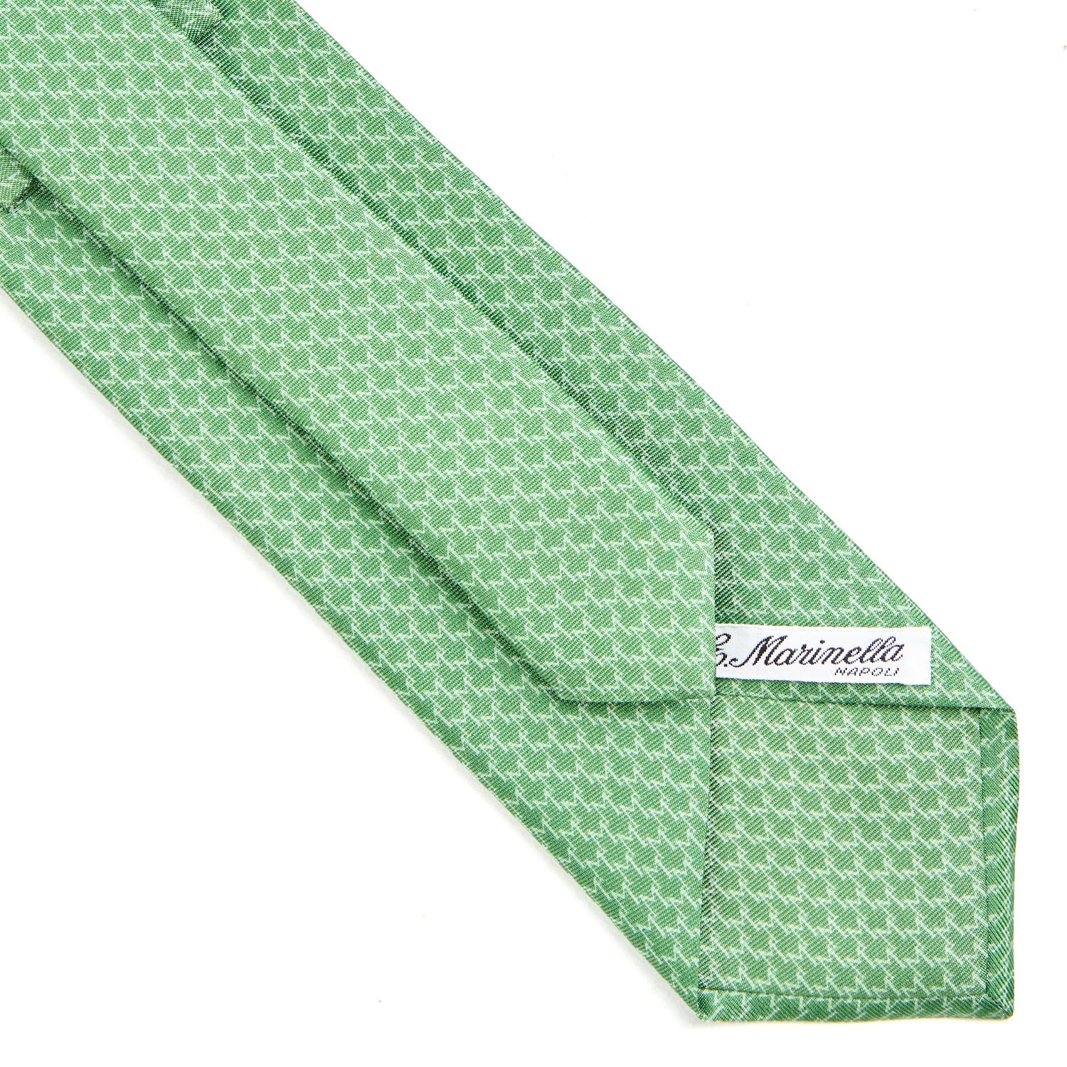 Green Sartorial Classic Silk Tie - Small M Geometric Pattern – E
